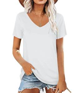 lot 86487 image: lime flare Womens Summer Tshirts V Neck Casual Short Sleeve Tunic Tops Tees (White,Medium)