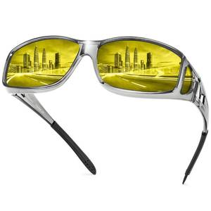 lot 86500 image: Peekaco Night Vision Driving Glasses Fit Over Glasses, Wrap Around Nighttime Glasses Anti Glare Polarized for Men Women