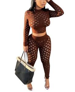 lot 86504 image: Ophestin Women Sexy 2 Piece Outfits Crop Top Bodycon Pants Set Tracksuit Brown Medium