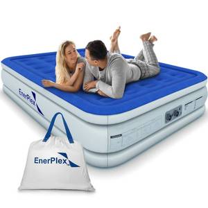 lot 20706 image: EnerPlex Queen Air Mattress with Built-in Pump - 13 Inch Double Height Inflatable Mattress for Camping, Home & Portable Travel - Durable Blow Up Bed with Dual Pump - Easy to InflateQuick Set Up
