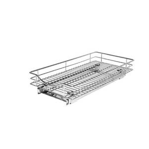 lot 20719 image: Lynk Professional Slide Out Cabinet Organizer - Pull Out Under Cabinet Sliding Shelf - 11 wide x 21 deep - Chrome - Retail $107.69