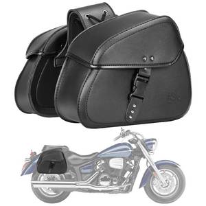 lot 20722 image: KEMIMOTO Motorcycle Saddlebags with Buckles, 16L Waterproof Throw Over Saddlebags, PU Leather Saddlebags for Sportster Softail Dyna V-star Shadow, Universal Motorcycle Accessories, Black