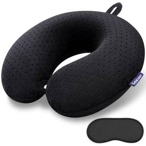 lot 20739 image: Gosider Black Travel Neck Pillow Memory Foam Airplane Pillow for Neck and Head Support Soft Portable U Shape Neck Pillow for Plane, Car & Home Office Use