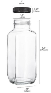 lot 20755 image: umud Juice Bottles with Lids, 16 Oz - Set of 2 - Clear Glass Jars with Caps - Reusable Empty Drink Containers for Juicing, Smoothies, Water, Milk, Kombucha Storage, Wellness Shots and More