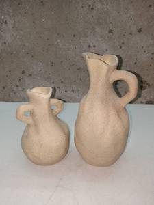 lot 20757 image: VECELO antique brown Ceramic Vase Set of ,Modern White Vases for Centerpieces, Flower Vases with Handles for Entryway, Shelf, Mantels, Dining Table