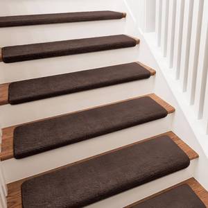 lot 20765 image: PURE ERA Carpet Stair Treads Ultra Plush 9.5 X 30Soft Bullnose Indoor Stair Protectors Pet-Friendly Non-Slip Skid Resistant Tape Free Washable Reusable(14 Pieces,Dark Brown)