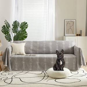 lot 20772 image: ROOMLIFE Thick Chenille Grey Sofa Slipcover Boho Fish Bone Pattern Sofa Covers for 3 Cushion Couch Soft Sectional Couch Covers Blanket Versatile Couch Protector Couch Covers for Dogs Pets,71x134