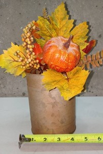 lot 20779 image: Artistry Designs Fall floral design in tin