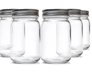 lot 20790 image: 5 Glass Mason Jars with Lids Jar Set for Food Storage, Pickling and Canning - Five Pack 16 Oz Jars