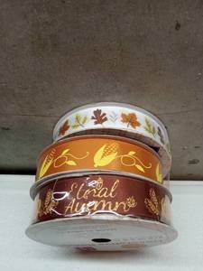lot 20794 image: 3 rolls of Fall Decorative Ribbon 58 in x 9ft