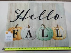 lot 20796 image: Perfect Harvest - Hello Fall doormat - water absorbent textile surface (18 x 24)