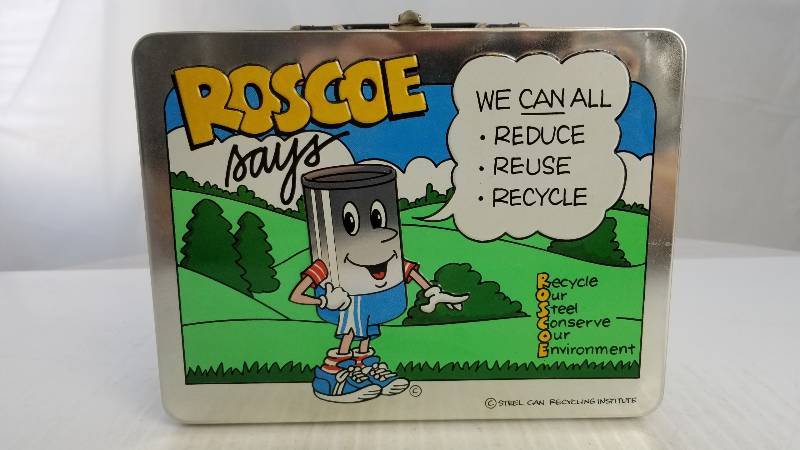 lot 3741 image: 1990 Recycle WRoscoe Vintage Metal Lunch Box