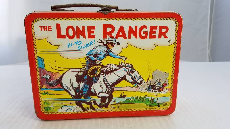 lot 3771 image: 1954 Lone Ranger W Metal Handle Vintage Metal Lunch Box