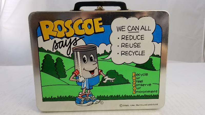 lot 3804 image: 1990 Roscoe Says Vintage Metal Lunch Box