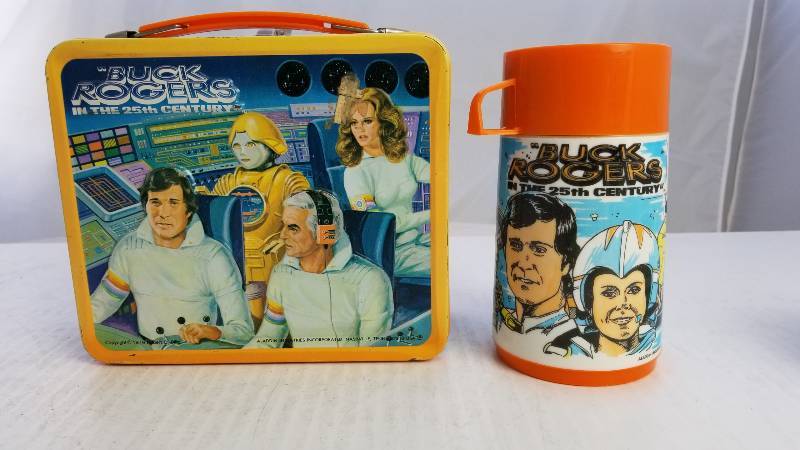 lot 3814 image: 1979 Buck Rogers W 8oz Aladdin Thermo Bottle Vintage Metal Lunch Box
