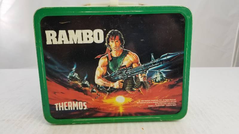 lot 3827 image: 1985 Rambo Vintage Metal Lunch Box