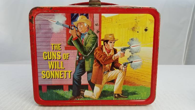 lot 3850 image: 1968 The Guns of Will Sonnett Vintage Metal Lunch Box