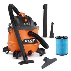 lot 10022 image: Ridgid 14 Gallon 6.0 Peak HP NXT Shop Vac Wet Dry Vacuum with Fine Dust Filter, Locking Hose and Accessory Attachments - Retail $218