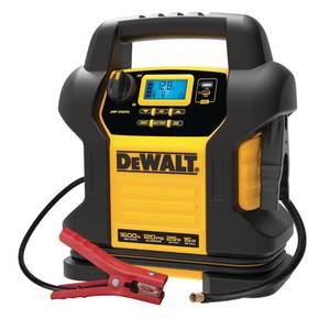 lot 10023 image: Dewalt 1600 Peak Amp Jump Starter with Digital Compressor and USB Power Bank - Retail $149.99