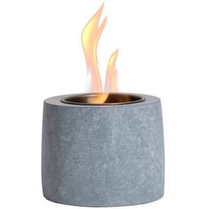 lot 10158 image: Table Top Fire Pit Bowl - Concrete Tabletop Fireplace Indoor Outdoor Decor Portable Mini Rubbing Alcohol Burner Smores Maker for Patio Balcony with Extinguisher