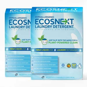 lot 10160 image: ECOS Plastic-Free Liquidless Laundry Detergent Sheets, Free & Clear, 57 Count