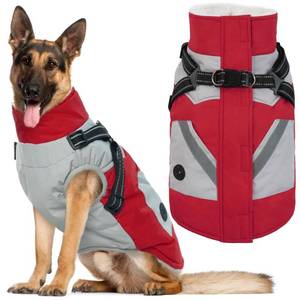 lot 10181 image: IECOii Dog Coats for Winter Waterproof -Red XLarge- Zip Up