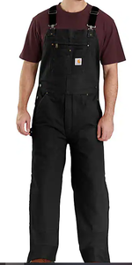 lot 10032 image: Carhartt Mens Loose Fit Insulated Bib Overalls, Black, L Short