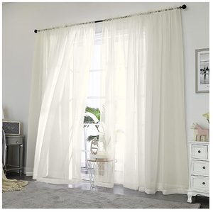 lot 10130 image: Owenie Voile Sheer Curtains Set Of 2 Each 42 In W X 84 in L