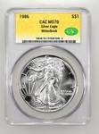 1986 $1 Silver Eagle CAC MS70 - Gold Label | $1,700