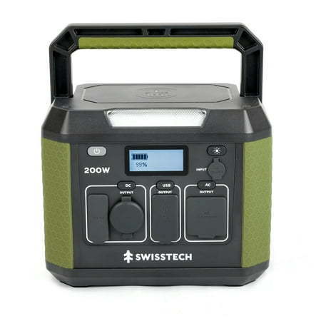 lot 595 image: Swiss Tech 200W Portable Power Station 193Wh Solar Generator for Camping and Travel Emergency - Retail $199.88