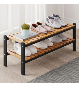 lot 8763 image: Bamboo Shoe Rack Organizer for Closet and Entryway - Space-Saving Shoe Stand with Narrow Design - Versatile Shoe Holder for Door or Closet Shelf,Garage Bedroom can Freely Stack DIY Small Shoe Racks
