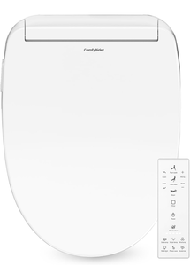 lot 8764 image: Elongated Bidet Seat with Wireless Remote, Endless Warm Water and Air Dryer, Multiple Wash Modes, Deodorizer, Adjustable Self-Cleaning Nozzles, LED Light, Soft Close Lid (White)