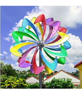 lot 8765 image: LimeHill Metal Wind Spinner for Garden and Yard - Kinetic Wind Spinners Outdoor Ornaments (Shape 5)