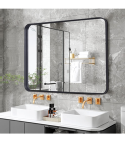 lot 8766 image: Black Mirror for Bathroom Wall Mirror 20 x 30 Wall Mounted Mirror for Vanity, Decorative Rectangular Aluminum Alloy Frame for Bedroom and Living Room(Black)