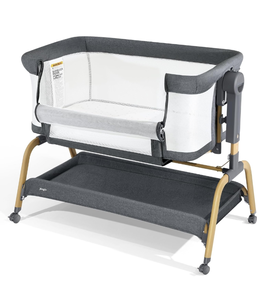 lot 8767 image: 3 in 1 Baby Bassinet, Rocking Bassinet with Storage Basket and Wheels, Adjustable Height Bassinet Bedside Sleeper, Easy Folding Portable Crib for Newborn
