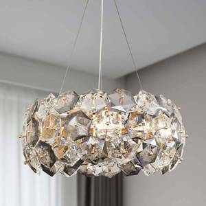 lot 8835 image: GDLUOAO Crystal Chandelier, 9-Lights 20 Inch Gold Modern Round Pendant Lights, Hexagonal Crystals Surrounding Chrome Metal Ceiling Light Fixture, Chandeliers for Dining Room Bedroom Living Room - Retail $249.98