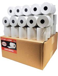 lot 8862 image: (50 Rolls) 3 18 x 230 Thermal Paper Receipt Rolls (55 GSM Premium Quality German Paper) Fits All POS Cash Registers BPA Free - BuyRegisterRolls