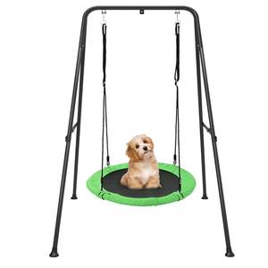 lot 8866 image: Toddler Swing, Pet Swing, Saucer Swing with Frame, Saucer Swing for Kids Outdoor, 24 Tree Swing for Kids, Adjustable Swing Sets for Backyard & Outdoor Playground - Retail $81.15