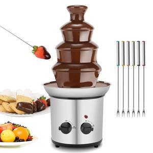 lot 8870 image: Chocolate Fountain, 4 Tiers Electric Melting Machine Chocolate Fondue Fountain Set with 6pcs Stainless Steel Forks