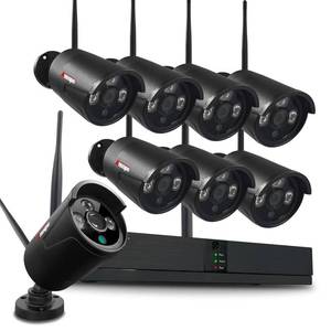 lot 8871 image: Wireless Security Camera System, Anssipo 8CH WiFi NVR with 8pcs 3.0MP Wired Surveillance Security Cameras for Home Security, IndoorOutdoor, Remote Access, 247 Recording, Waterproof,NO HDD - Retail $239.99