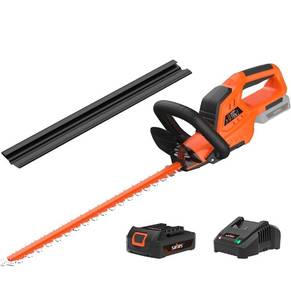 lot 8898 image: SOYUS Hedge Trimmer Cordless, 20V Electric Hedge Trimmers with 22 Inch Dual Action Blades and 34 Cutting Capacity, 2.0Ah Battery and Fast Charger Included