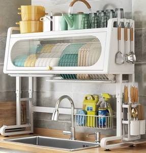 lot 8901 image: Over The Sink Dish Drying Rack 3 Tier