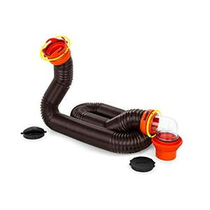 lot 8903 image: Camco Rhino FLEX RV Sewer Hose Kit  Features Transparent Elbow and Easily Detachable 4-in-1 Adapter  15-foot (39770) (B01HPHR2M4)
