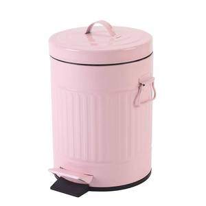 lot 8914 image: Pink Trash Can with Lid, Pink Bathroom Bedroom Waste Basket Soft Close, Small Pink Garbage Can, Retro Vintage Home Office Trash Can, 12 Liter3 Gallon, Glossy Pink
