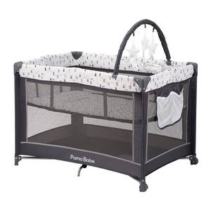 lot 8925 image: Pamo Babe Portable Playard,Sturdy Play Yard with Padded Mat and Toy bar with Soft Toys (Grey)&nbsp