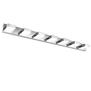 lot 8926 image: SineRise LED Modern Bathroom Vanity Light Fixtures (7-Light, 55-Inch, Dimmable), Chrome Modern Acrylic Bathroom Wall Lighting Fixtures Over Mirror (Cool White 6000K) - Retail $198.7