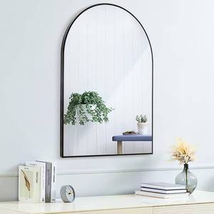 lot 8929 image: SCWF-GZ 20x30 Arch Mirror Rectangle Wall Mounted Metal Frame Mirrors for Entryway Bedroom Bathroom Living Room 20 30 inch Gold Silver - Black