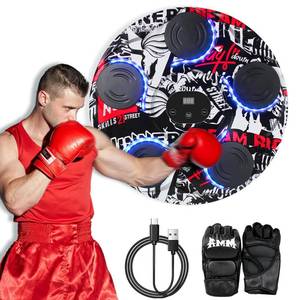 lot 8934 image: Music Boxing Machine with Boxing Gloves - Bluetooth Wall Mounted Boxing Equipment for Adult Teens - Smart Boxing Training Equipment for Home Gym - Graffiti Style
