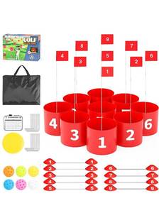 lot 8936 image: FOOING Golf Game-9 Hole Set Backyard Golf Game for Kids and Adults, Golf Practice Game for Lawn, Beach, Yard, Camping, Park
