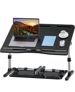 lot 8937 image: Laptop Bed Tray Desk, Adjustable PVC Leather Bed Table, Portable Laptop Stand with Foldable Legs for Bed Sofa Couch Floor